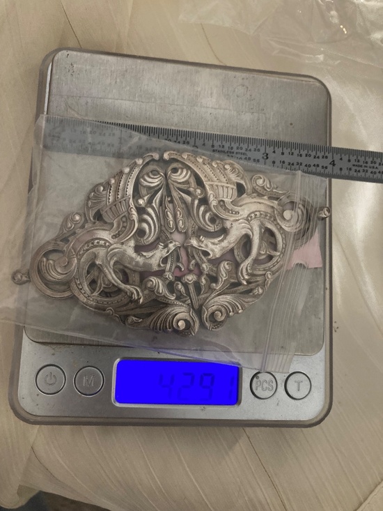 Antique Victorian Solid Sterling Silver Seraphic Belt Buckle main image 9